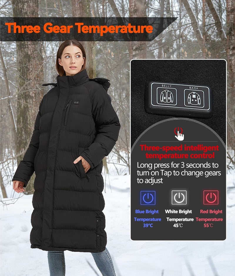Windpost Heated Jackets for Women,Womens Heated Jacket 8 Heating Zones with 10000mAh Battery Pack,Heated Coats for Women - Image 3
